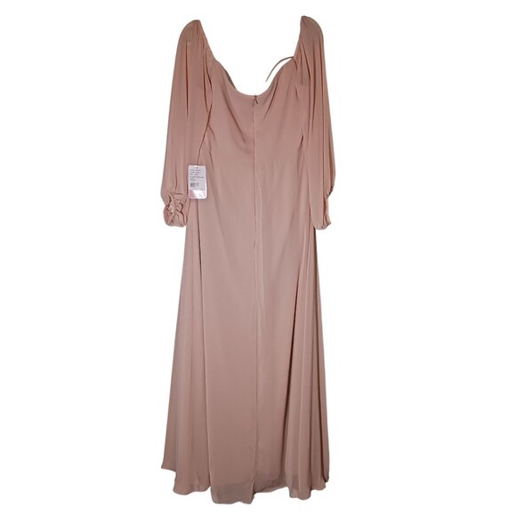 NEW Dessy Collection Off-the-Shoulder Puff Sleeve Maxi Dress Cameo Pink Size 20 - Picture 4 of 14